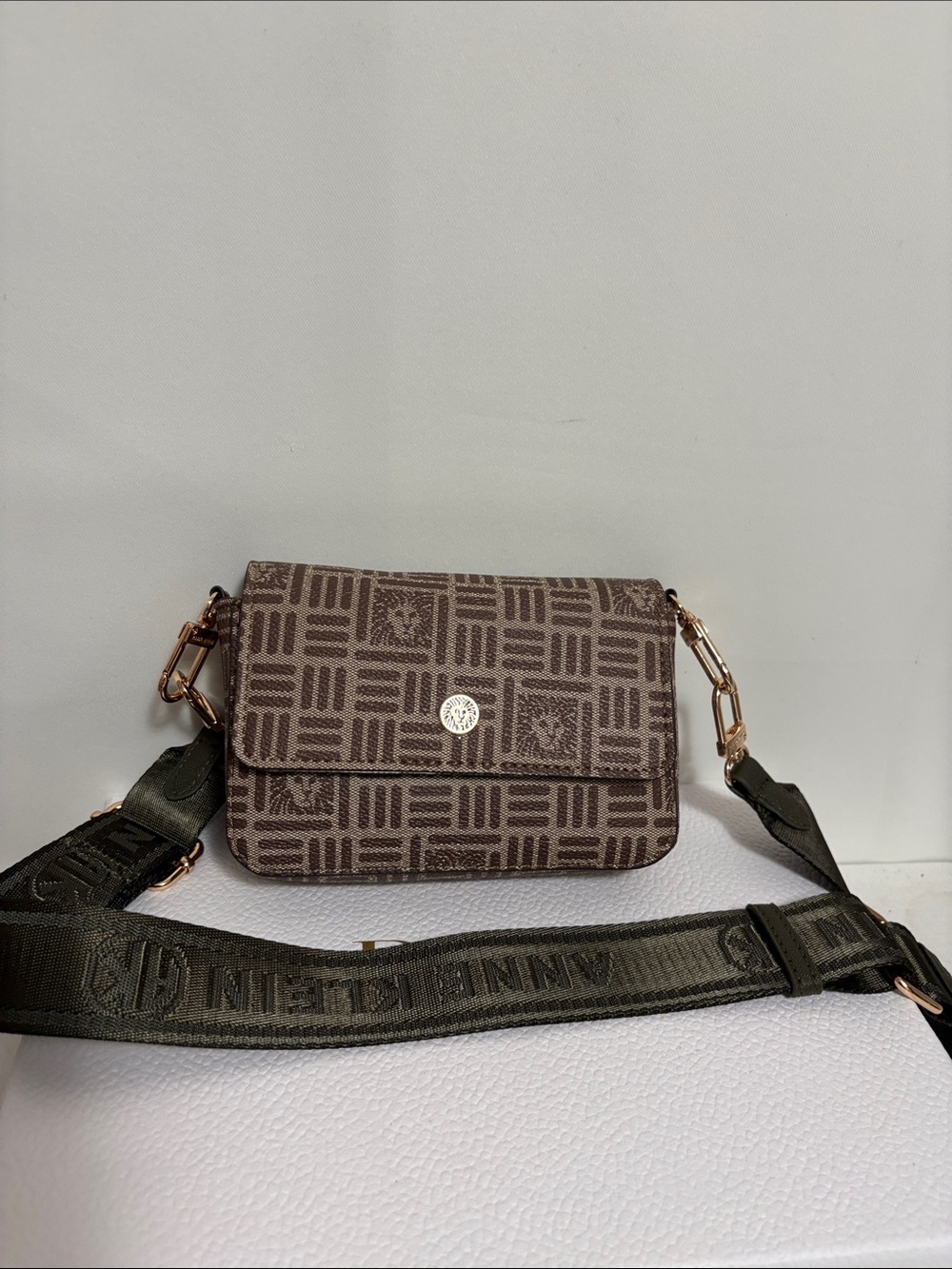 NWT! ANNE KLEIN EVERGREEN LOGO CROSSBODY BAG